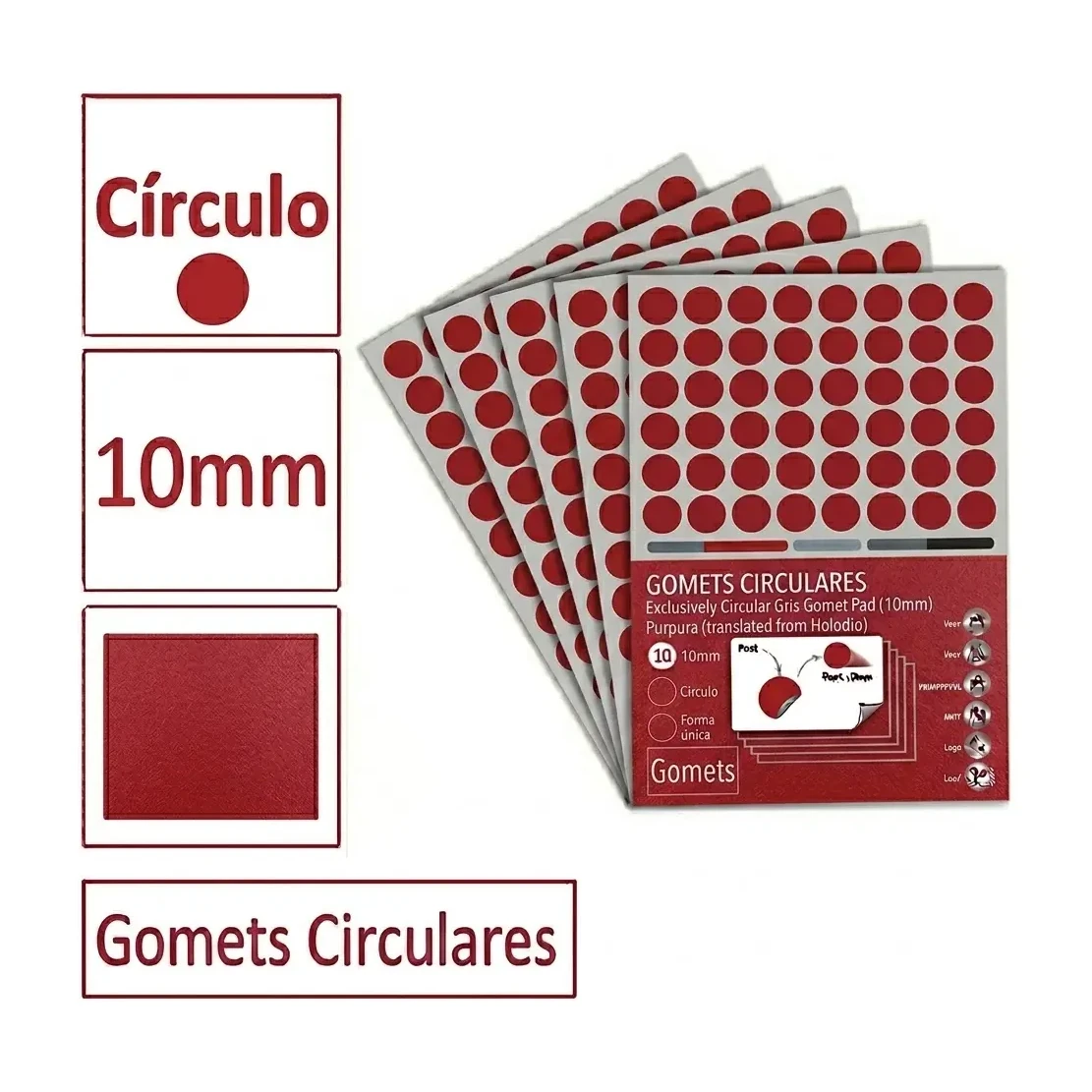 [825988] GOMETS CIRCULO PEQUEÑO Ø 10 MM ROJO