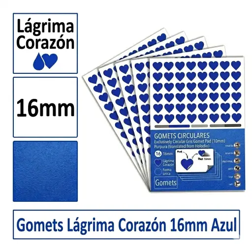 [825992] GOMETS CORAZON LAGRIMA Ø 16 MM AZUL