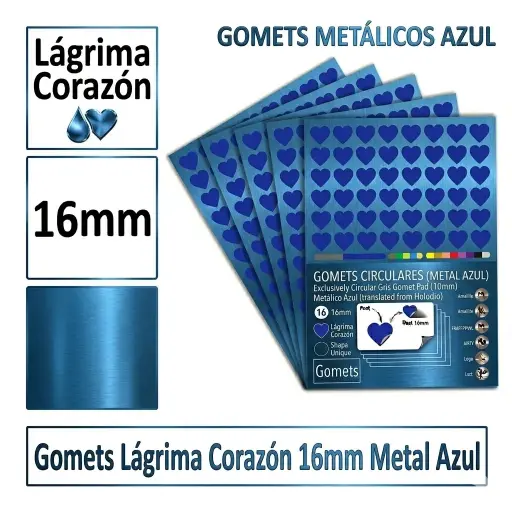 [825998] GOMETS CORAZON LAGRIMA Ø 16 MM METAL AZUL
