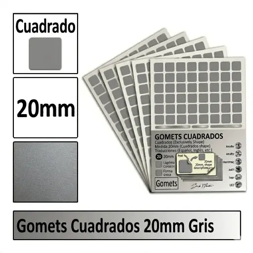 [826004] GOMETS CUADRADO GRANDE Ø 20 MM GRIS