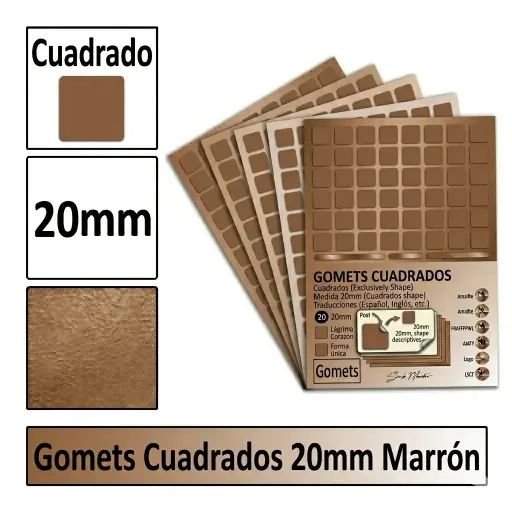 [826006] GOMETS CUADRADO GRANDE Ø 20 MM MARRON