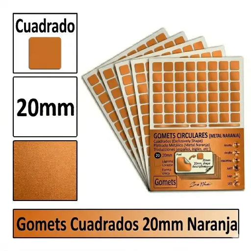 [826007] GOMETS CUADRADO GRANDE Ø 20 MM NARANJA
