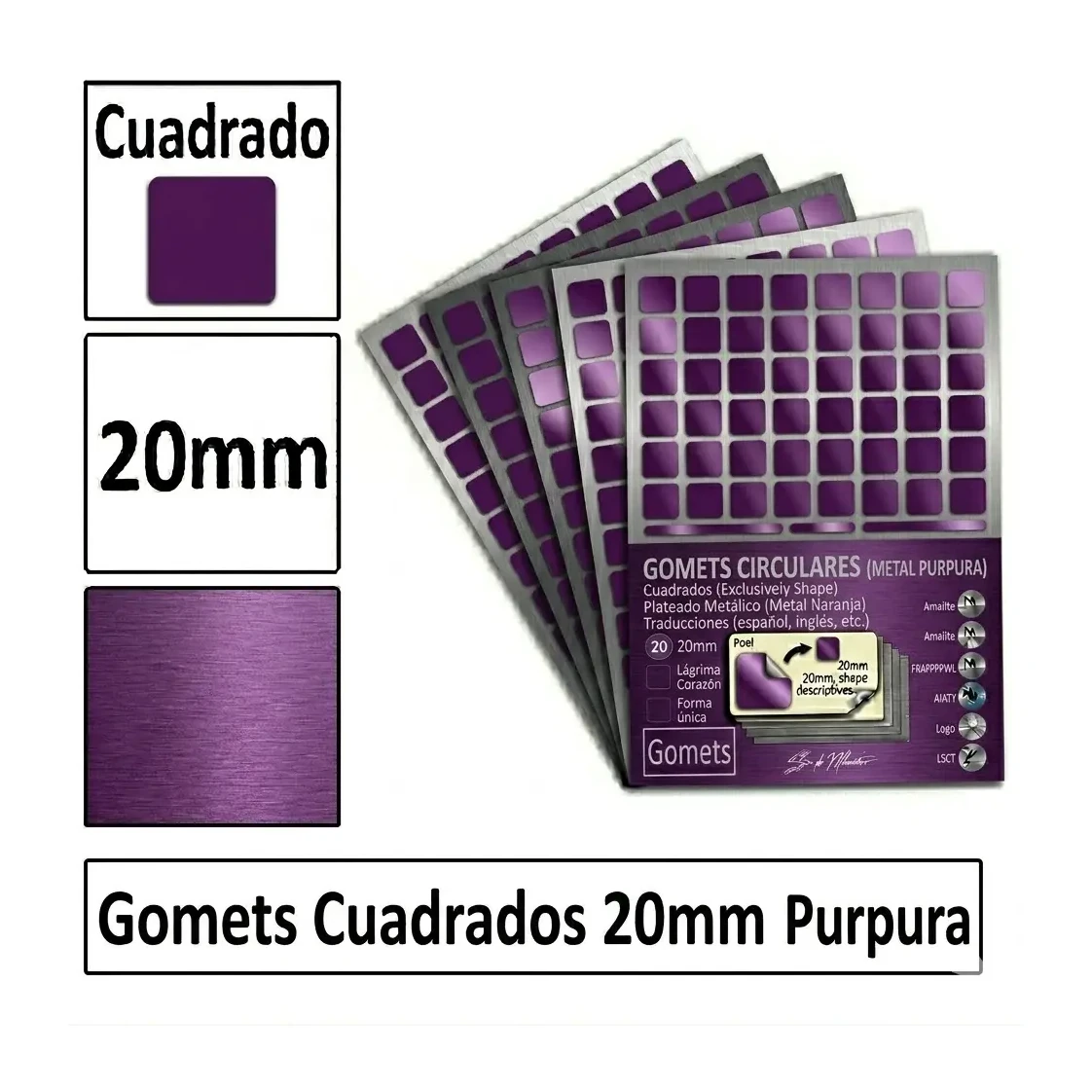 [826009] GOMETS CUADRADO GRANDE Ø 20 MM PURPURA