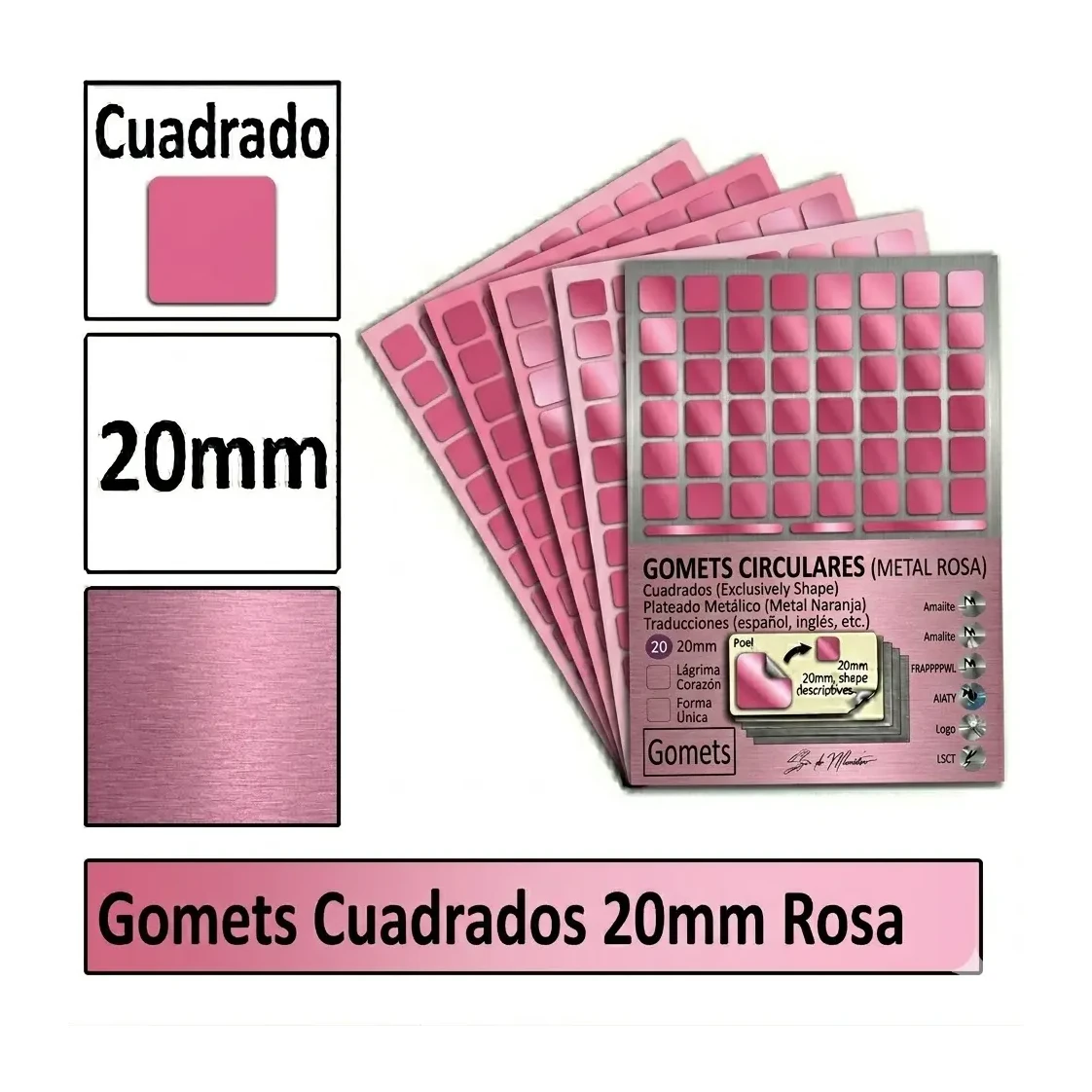 [826010] GOMETS CUADRADO GRANDE Ø 20 MM ROSA