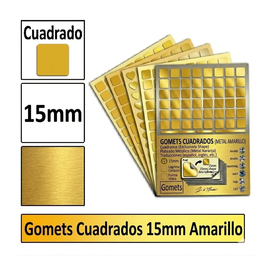[826011] GOMETS CUADRADO MEDIANO Ø 15 MM AMARILLO