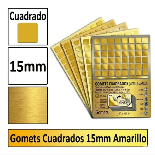 [826011] GOMETS CUADRADO MEDIANO Ø 15 MM AMARILLO