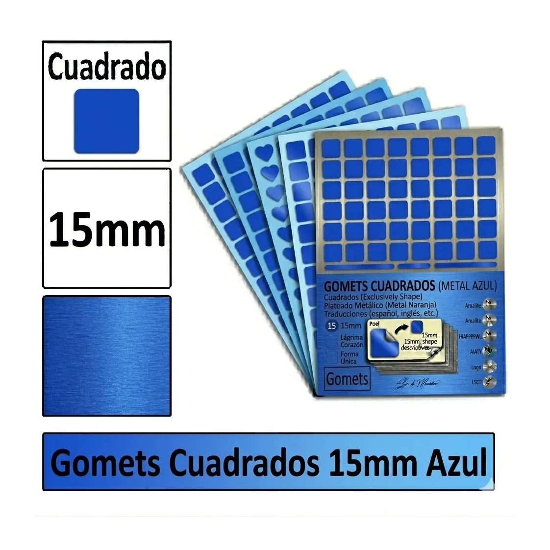 [826012] GOMETS CUADRADO MEDIANO Ø 15 MM AZUL