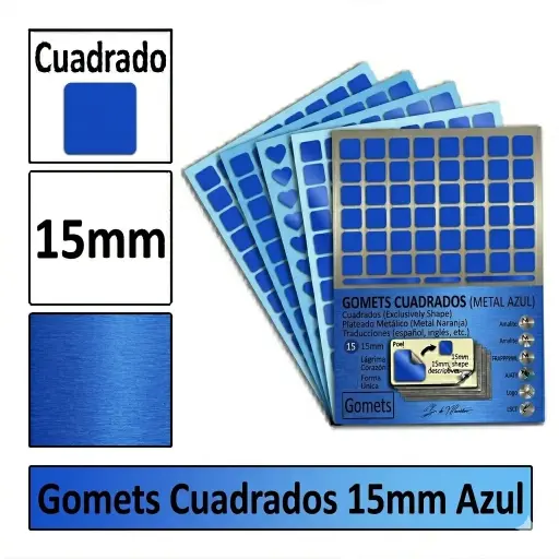[826012] GOMETS CUADRADO MEDIANO Ø 15 MM AZUL