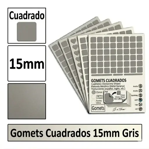 [826013] GOMETS CUADRADO MEDIANO Ø 15 MM GRIS