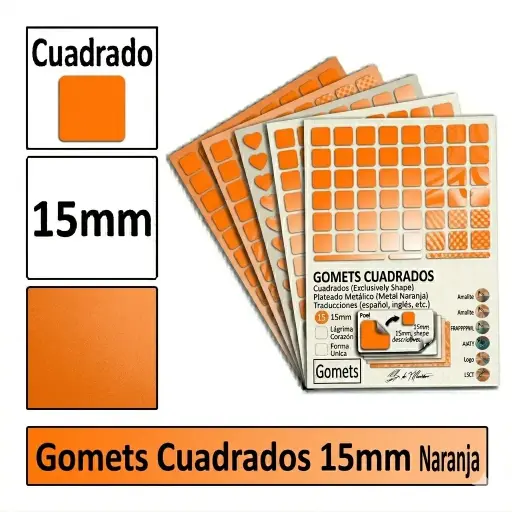 [826015] GOMETS CUADRADO MEDIANO Ø 15 MM NARANJA