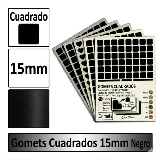 [826016] GOMETS CUADRADO MEDIANO Ø 15 MM NEGRO