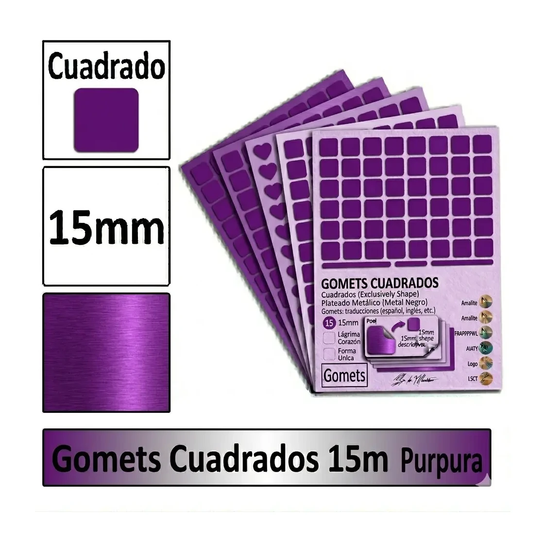 [826017] GOMETS CUADRADO MEDIANO Ø 15 MM PURPURA