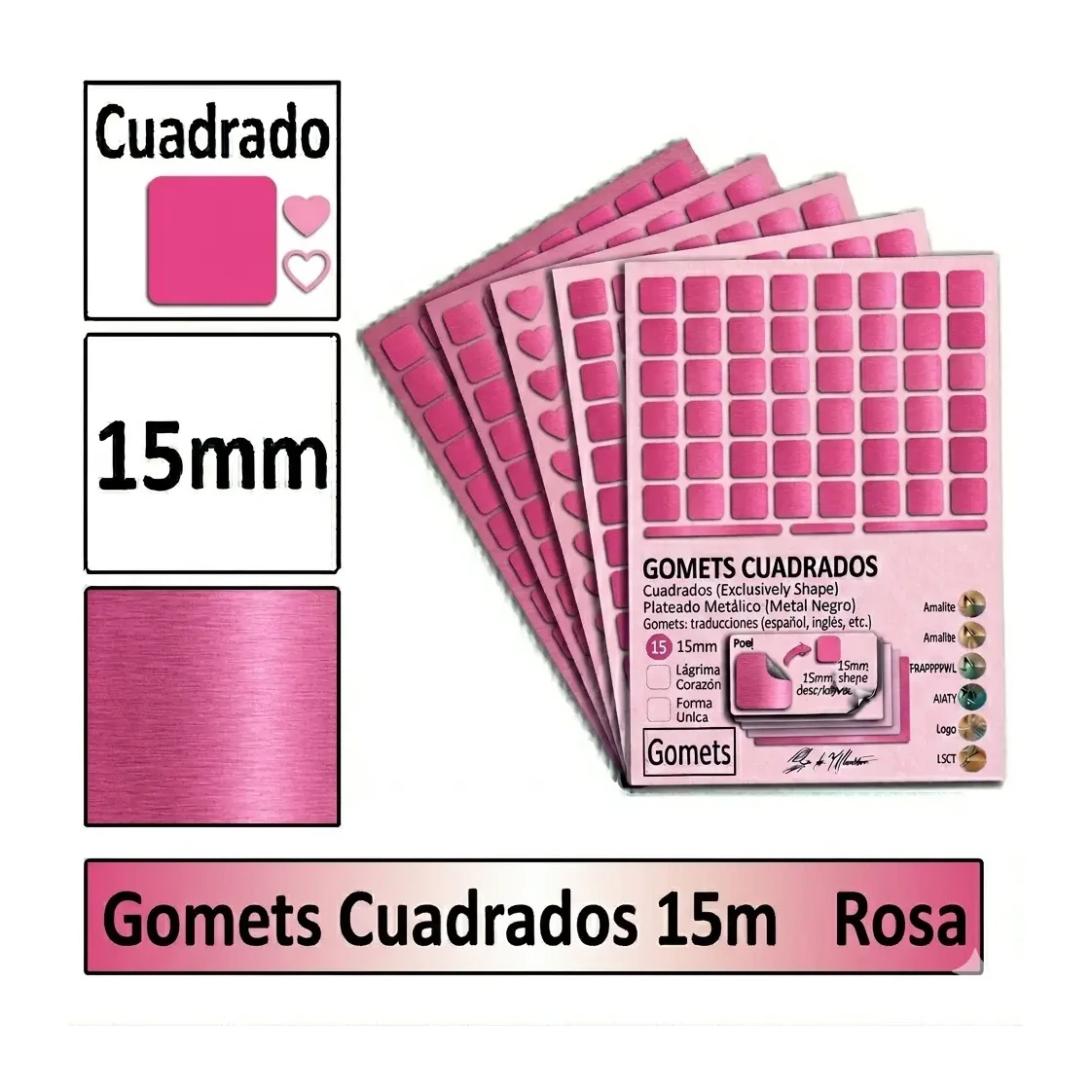[826018] GOMETS CUADRADO MEDIANO Ø 15 MM ROSA