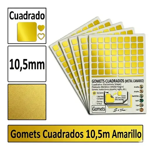 [826020] GOMETS CUADRADO PEQUEÑO Ø 10,5 MM AMARILLO