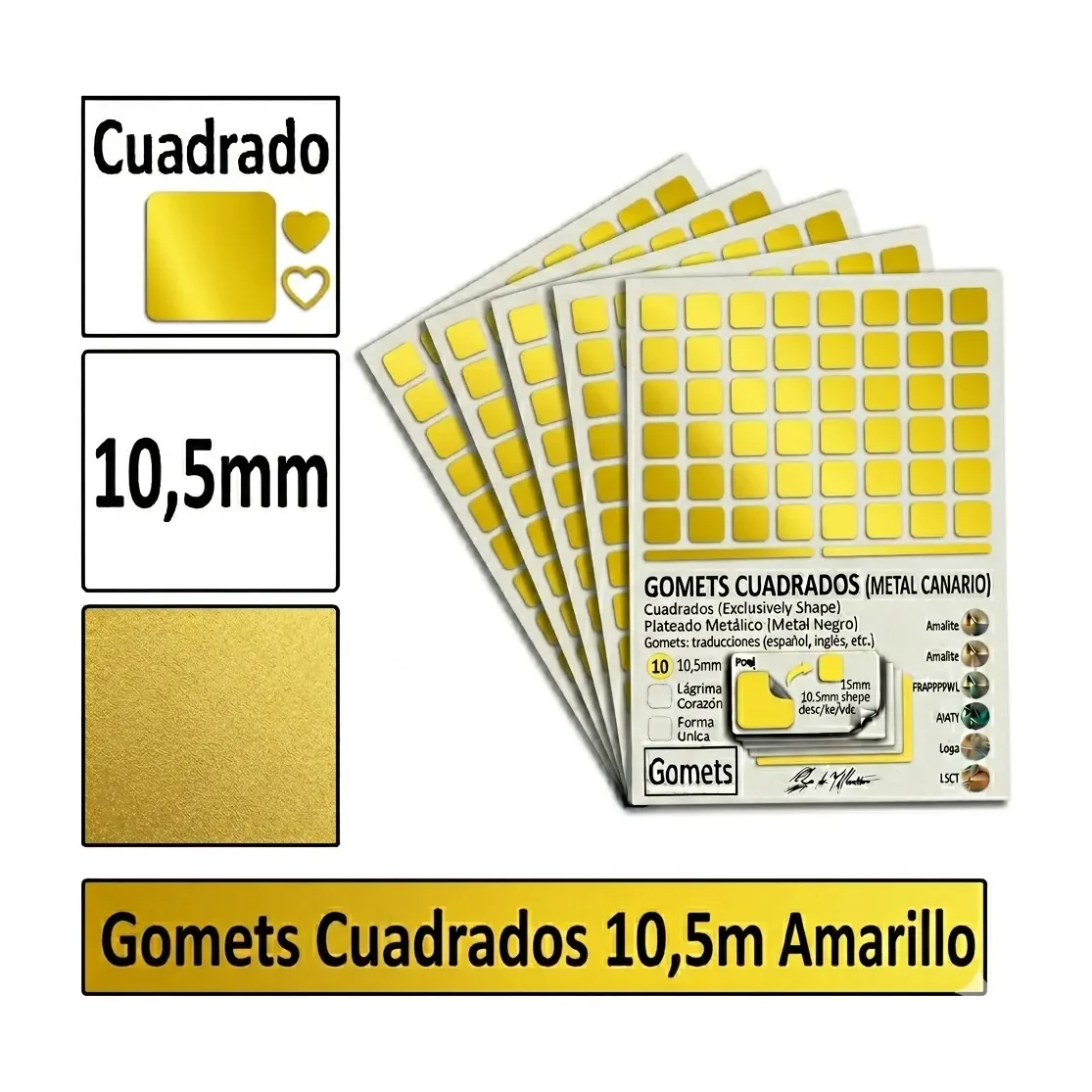 [826020] GOMETS CUADRADO PEQUEÑO Ø 10,5 MM AMARILLO