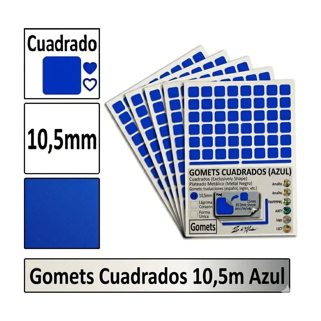 [826021] GOMETS CUADRADO PEQUEÑO Ø 10,5 MM AZUL