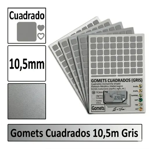 [826022] GOMETS CUADRADO PEQUEÑO Ø 10,5 MM GRIS