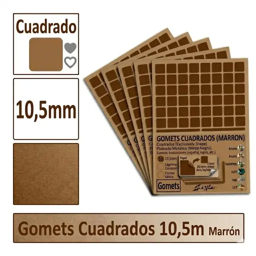 [826023] GOMETS CUADRADO PEQUEÑO Ø 10,5 MM MARRON