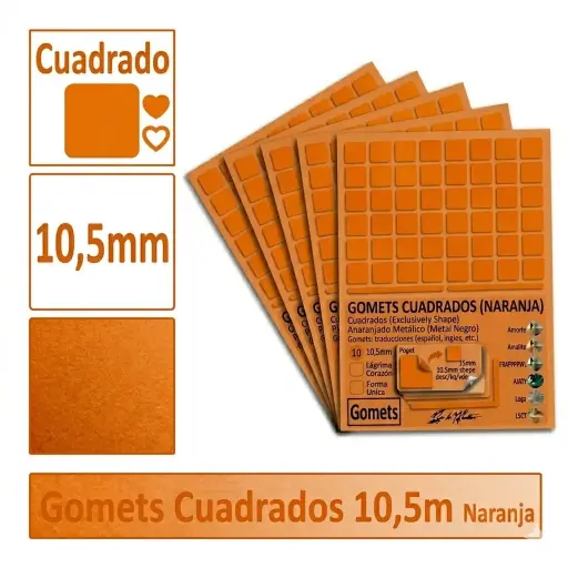 [826024] GOMETS CUADRADO PEQUEÑO Ø 10,5 MM NARANJA