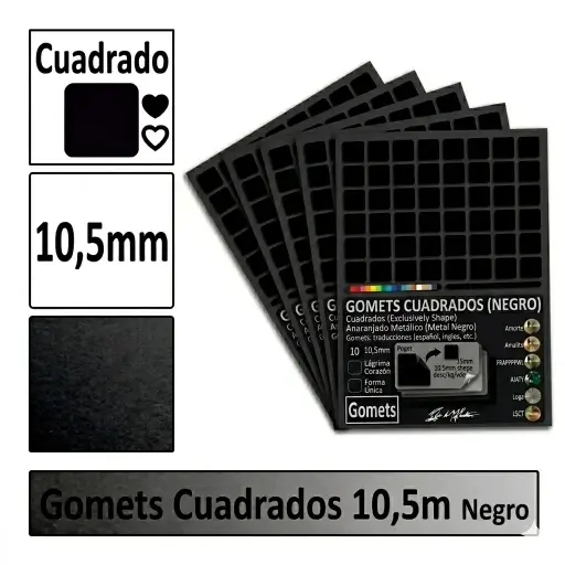 [826025] GOMETS CUADRADO PEQUEÑO Ø 10,5 MM NEGRO