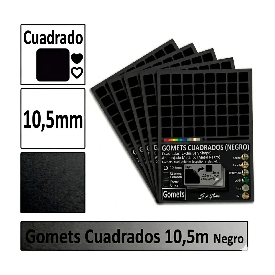 [826025] GOMETS CUADRADO PEQUEÑO Ø 10,5 MM NEGRO