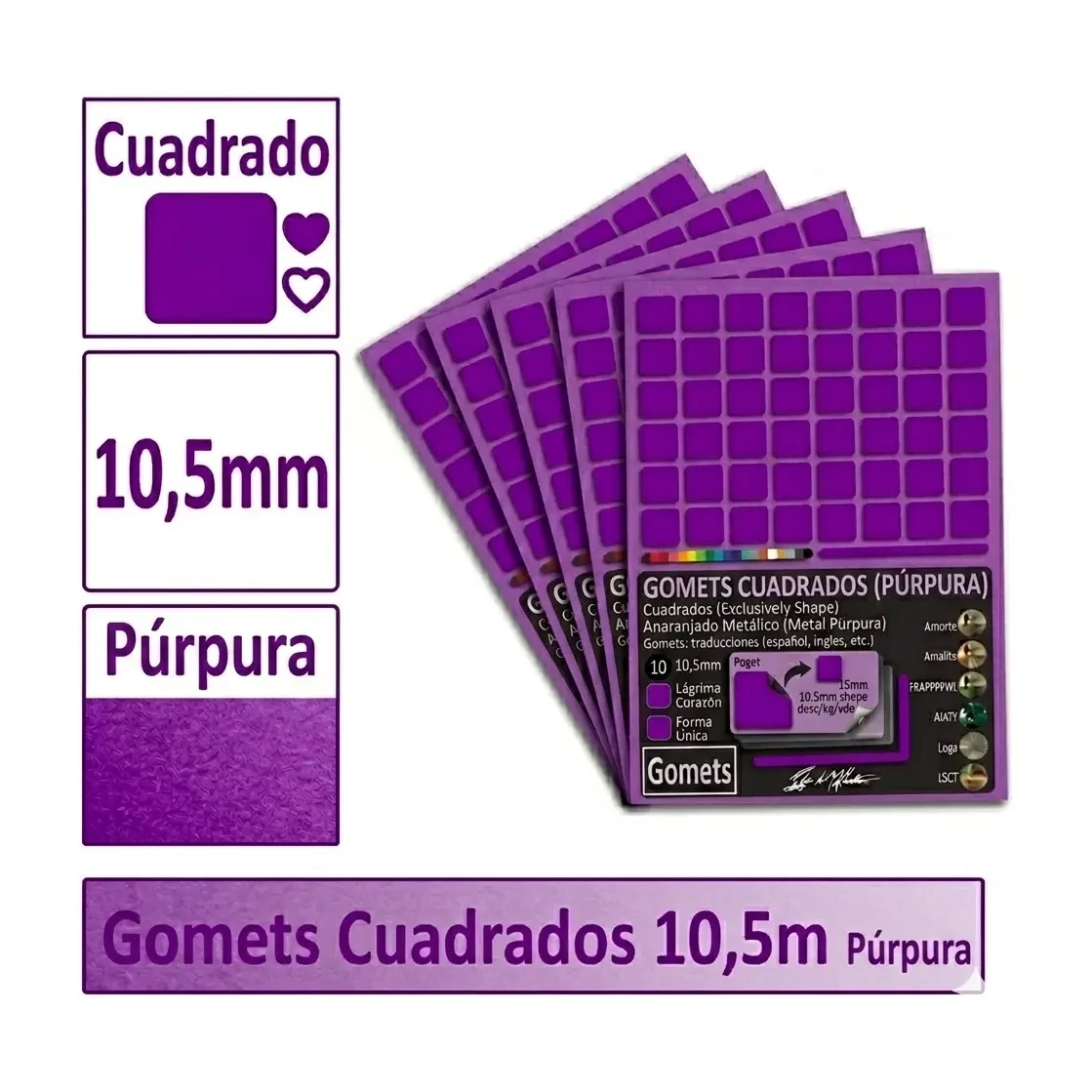 [826026] GOMETS CUADRADO PEQUEÑO Ø 10,5 MM PURPURA