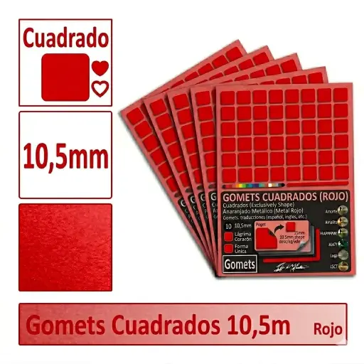 [826027] GOMETS CUADRADO PEQUEÑO Ø 10,5 MM ROJO