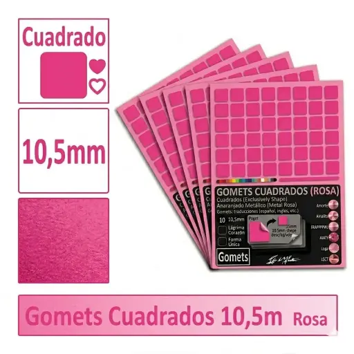 [826028] GOMETS CUADRADO PEQUEÑO Ø 10,5 MM ROSA