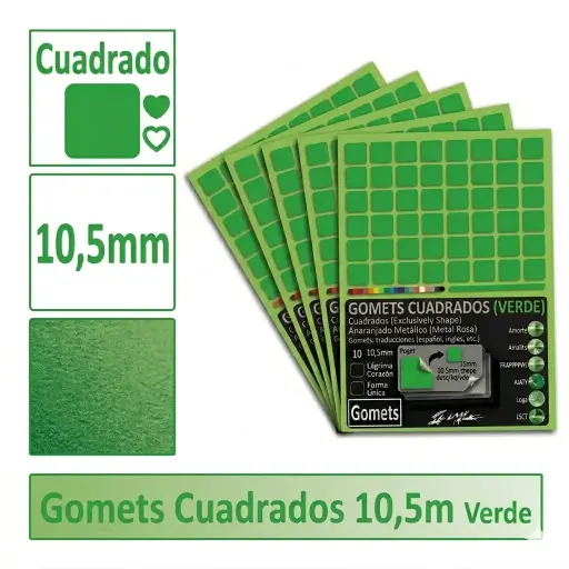 [826029] GOMETS CUADRADO PEQUEÑO Ø 10,5 MM VERDE