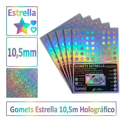 [826032] GOMETS ESTRELLA Ø 10,5 MM HOLOGRAFICO