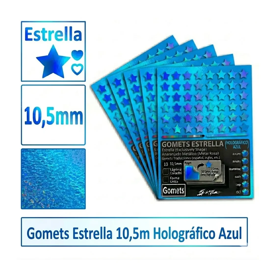 [826034] GOMETS ESTRELLA Ø 10,5 MM HOLOGRAFICO AZUL