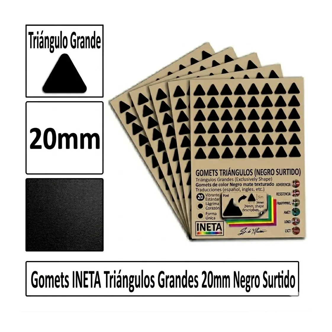 [826049] GOMETS TRIANGULO GRANDE Ø 20 MM NEGRO