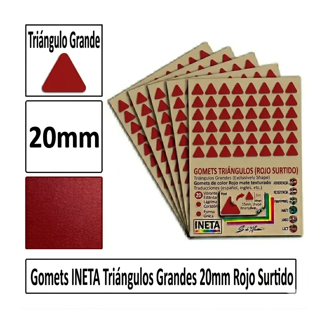 [826051] GOMETS TRIANGULO GRANDE Ø 20 MM ROJO