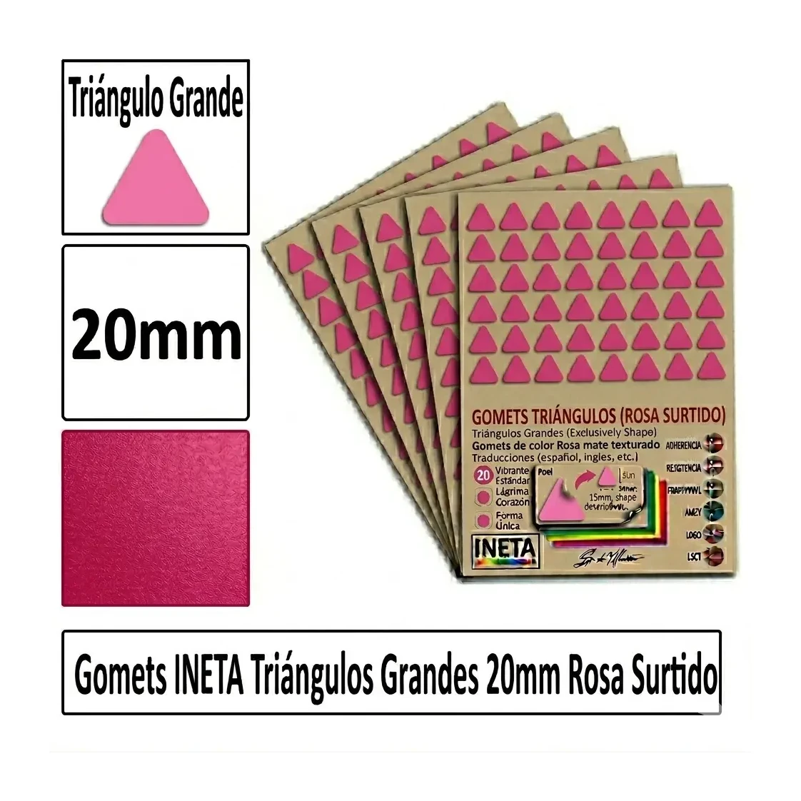 [826052] GOMETS TRIANGULO GRANDE Ø 20 MM ROSA