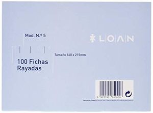[180321] FICHAS RAYADAS LOAN 160X220 MM Nº5 100 HOJAS