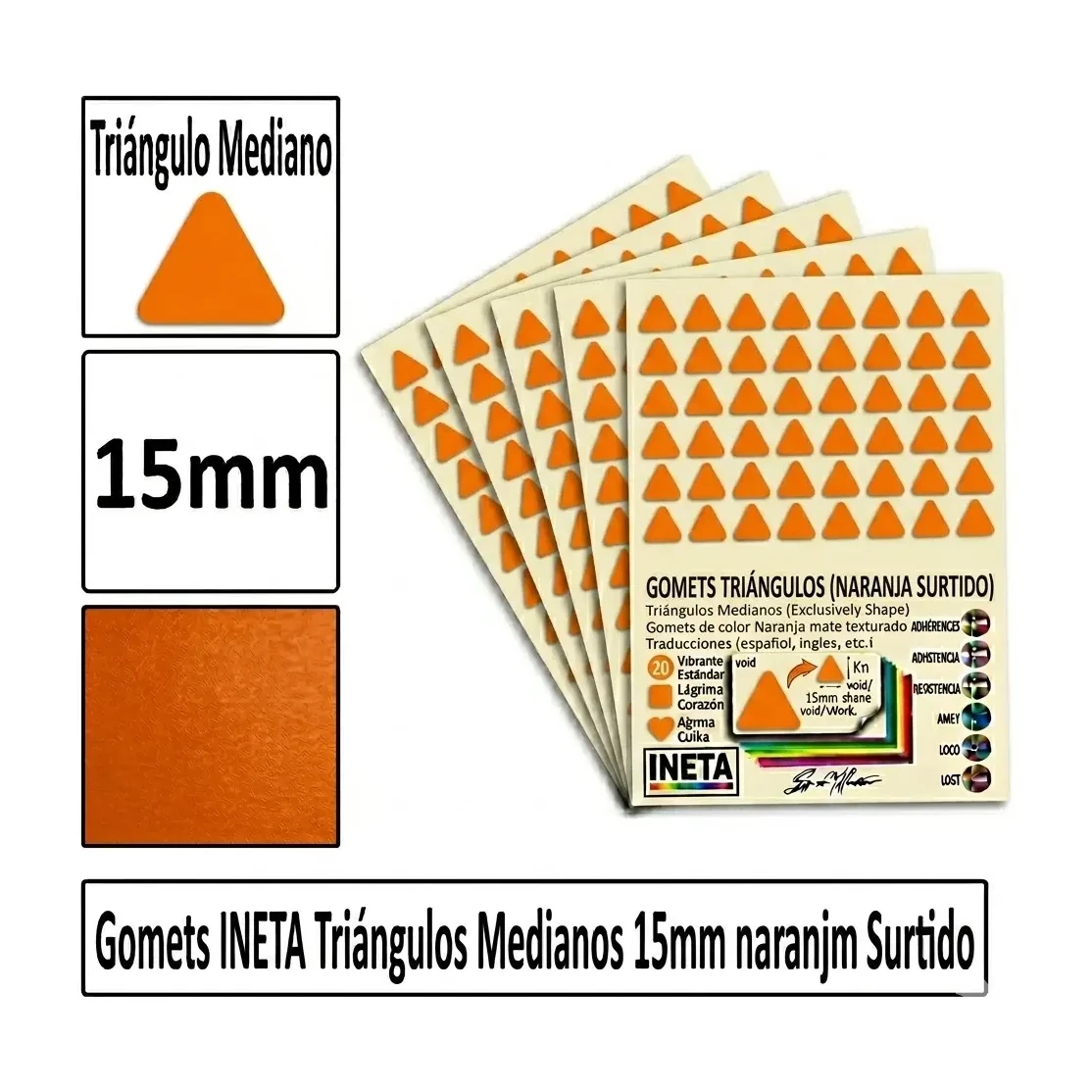 [826057] GOMETS TRIANGULO MEDIANO Ø 15 MM NARANJA