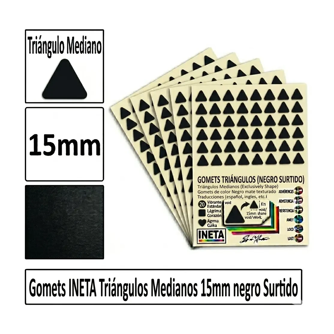 [826058] GOMETS TRIANGULO MEDIANO Ø 15 MM NEGRO