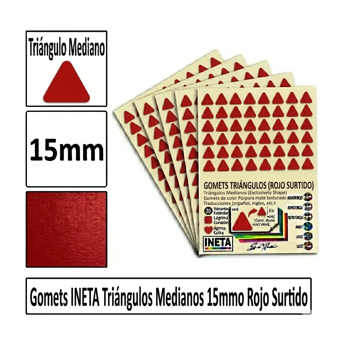 [826060] GOMETS TRIANGULO MEDIANO Ø 15 MM ROJO