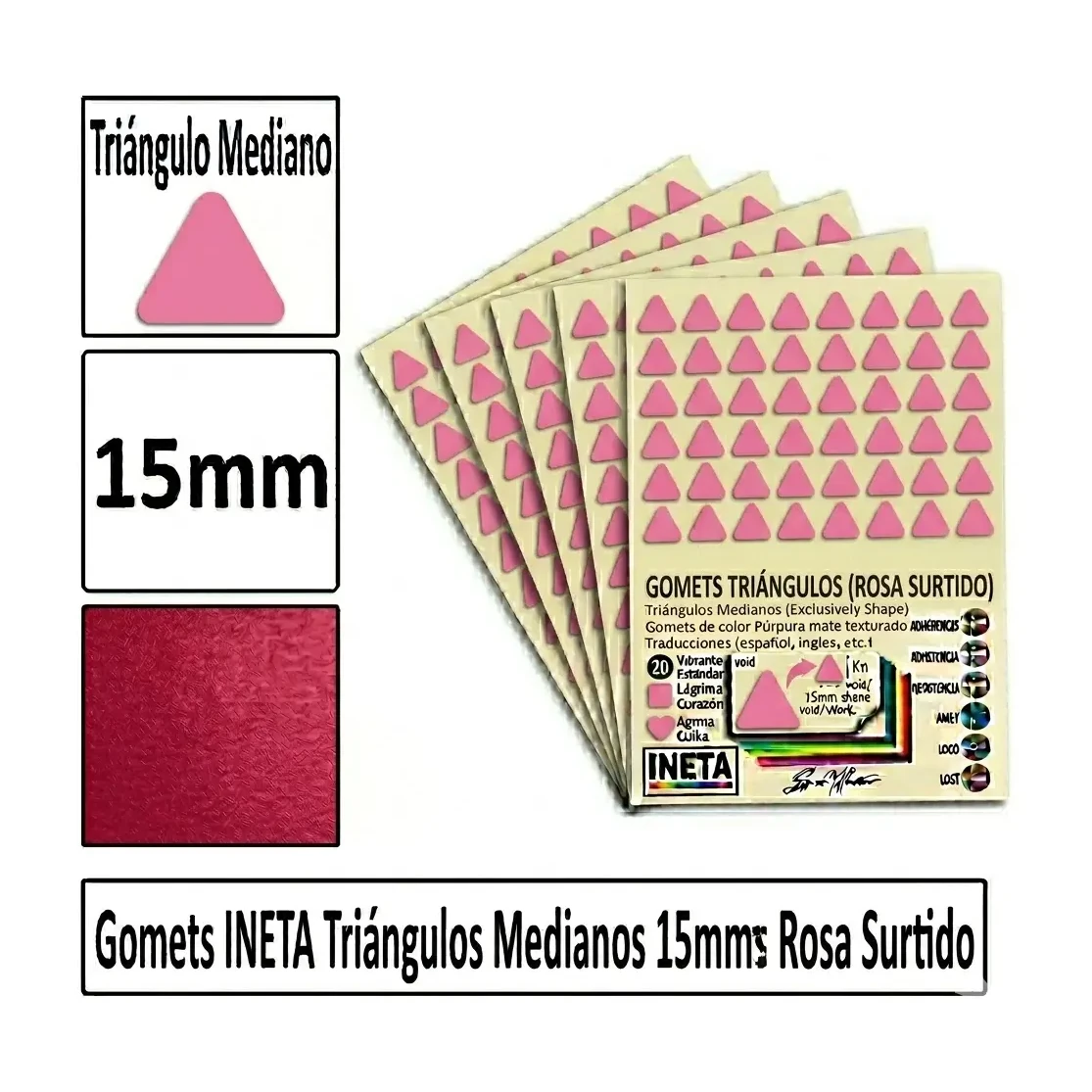 [826061] GOMETS TRIANGULO MEDIANO Ø 15 MM ROSA