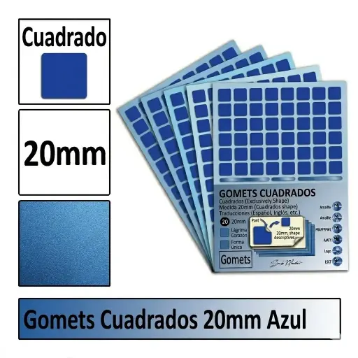 [826072] GOMETS CUADRADO GRANDE Ø 20 MM AZUL