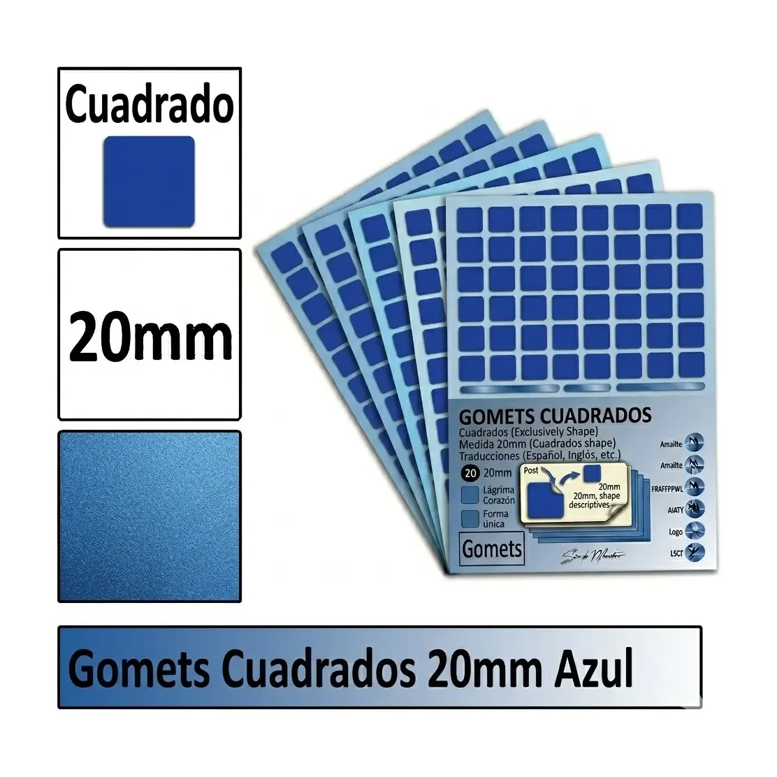 [826072] GOMETS CUADRADO GRANDE Ø 20 MM AZUL
