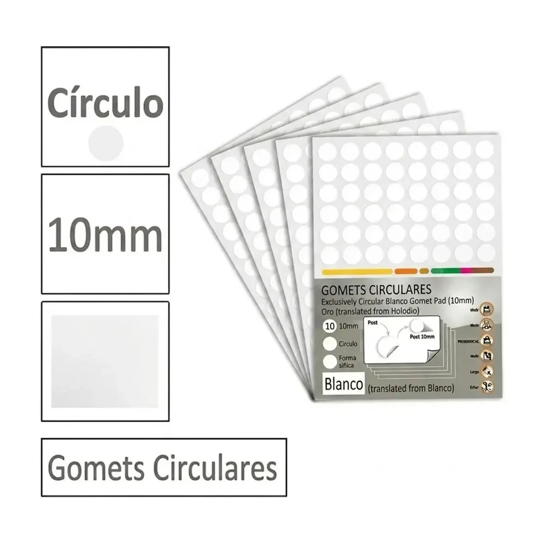 [828979] GOMETS CIRCULO PEQUEÑO Ø 10,5 MM BLANCO