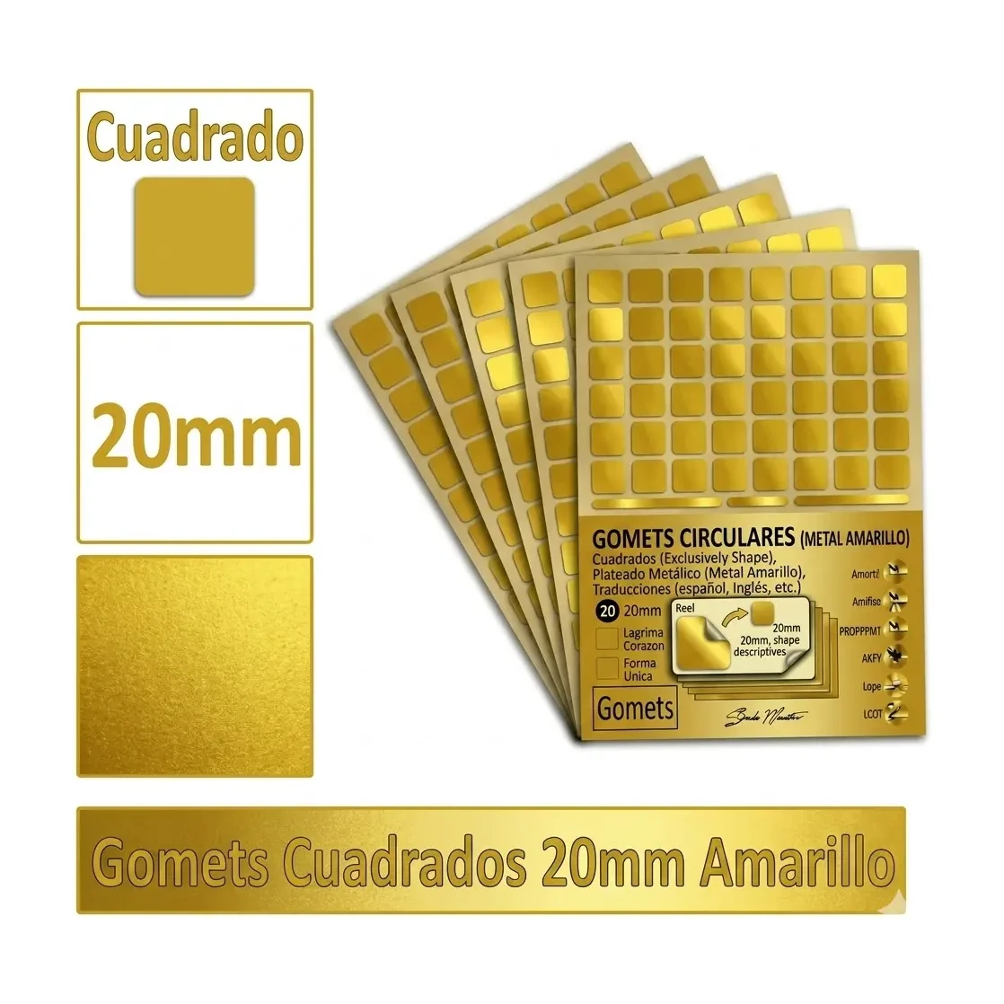 [862073] GOMETS CUADRADO GRANDE Ø 20 MM AMARILLO