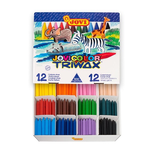 [630871] CERAS PLÁSTICAS JUMBO EASYGRIP PACK 12 COLORES × 25 UDS (300) TRIANGULARES