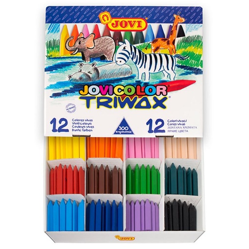 [630871] CERAS PLÁSTICAS JUMBO EASYGRIP PACK 12 COLORES × 25 UDS (300) TRIANGULARES