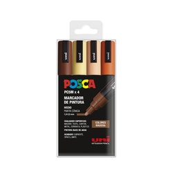 ROTULADOR POSCA PC-5M/4C ESTUCHE 4 COLORES MADERA SURTIDOS