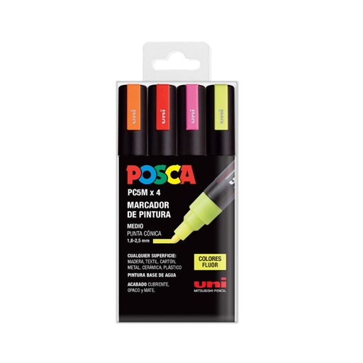[122048] ROTULADOR POSCA PC-5M/4C BOLSA 4 COLORES FLUORESCENTES