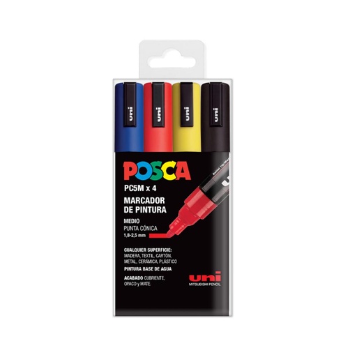 [122047] ROTULADOR POSCA PC-5M/4C ESTUCHE 4 COLORES BÁSICOS