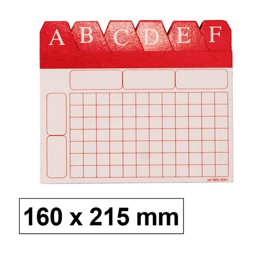 [209479] ÍNDICE ALFABÉTICO PARA FICHEROS 160 X 215 MM Nº 5