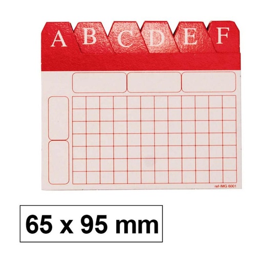 [209483] ÍNDICE ALFABÉTICO PARA FICHEROS 65 X 95 MM Nº 1